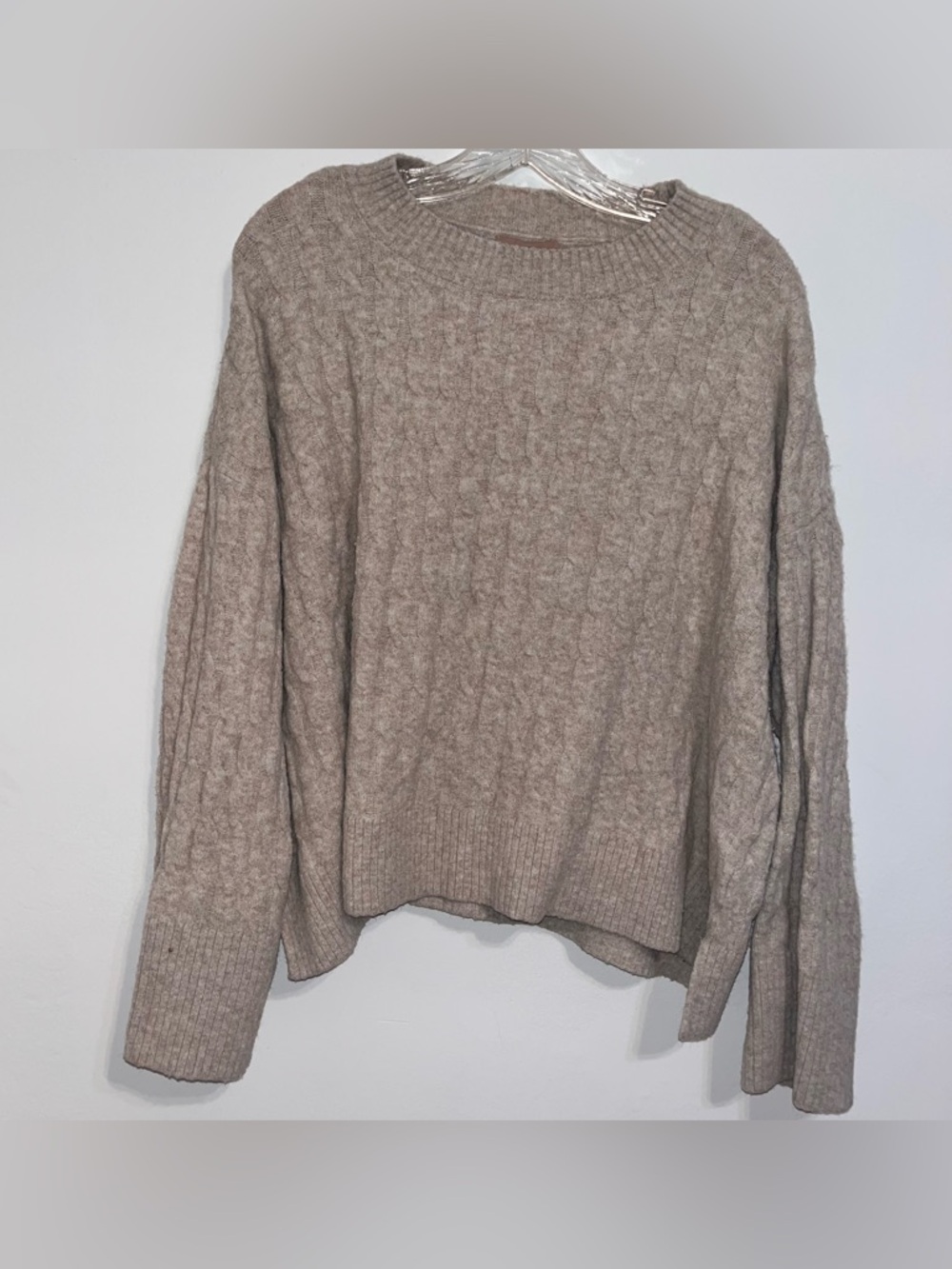 H&M Neutral Cable-Knit Crewneck Sweater And Pants - Taupe